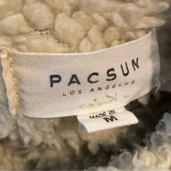 PacSun Denim Jean Jacket Medium Women Junior distressed rose embroidered Sherpa - Picture 5 of 5